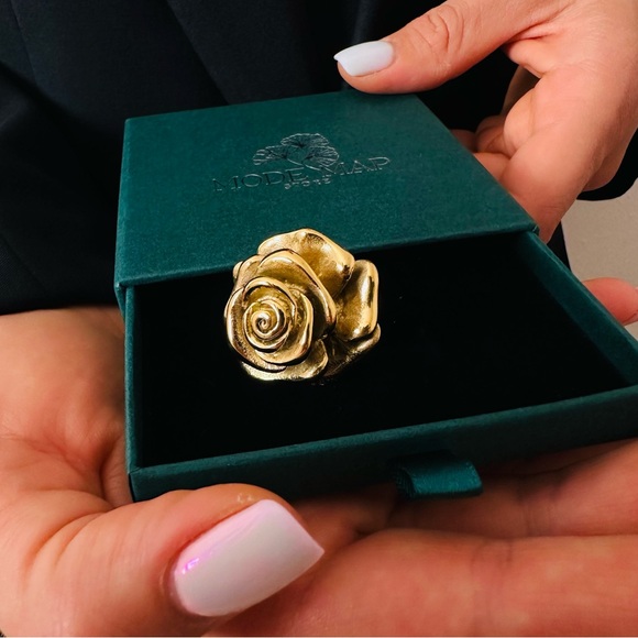 New Gold Plated Ring Flower Boho Statement Flower - Picture 6 of 7